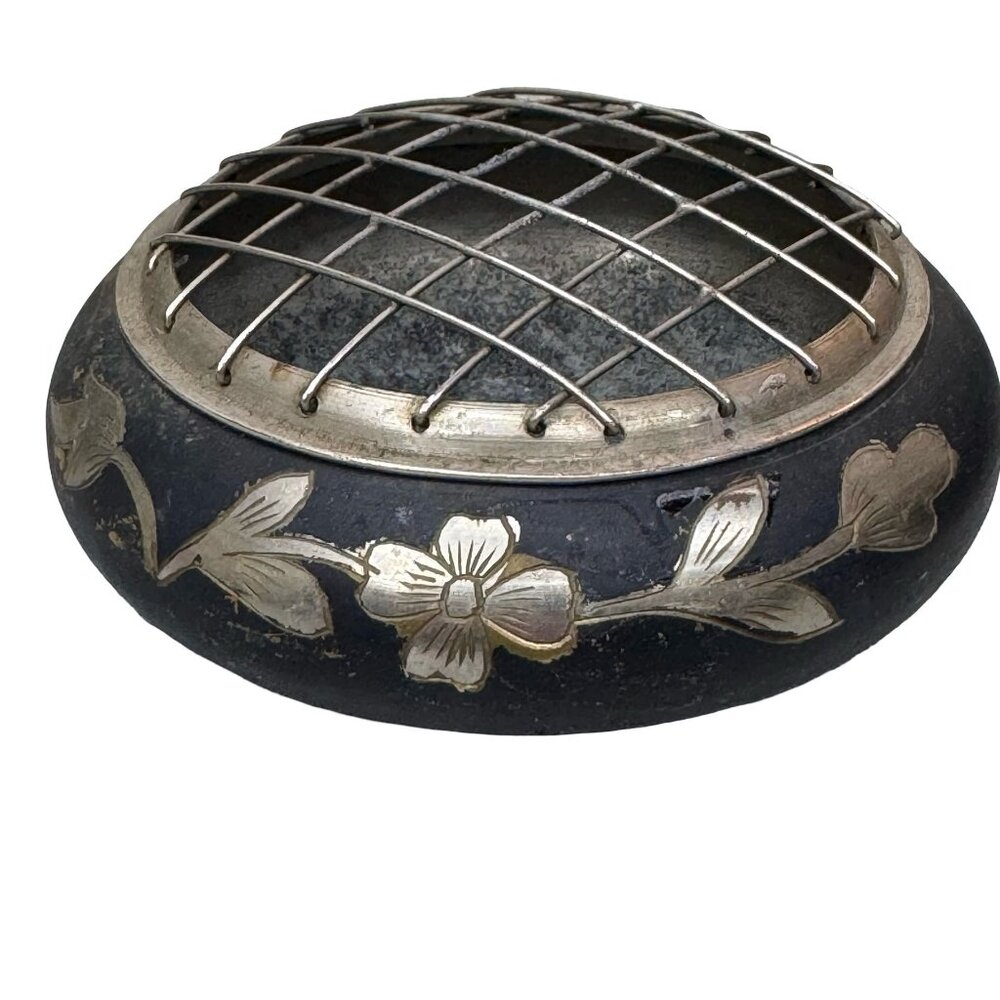 Brass Incense Burner Charcoal Sambrani Dhoop Bakhoor 4" Flower Frog Signed